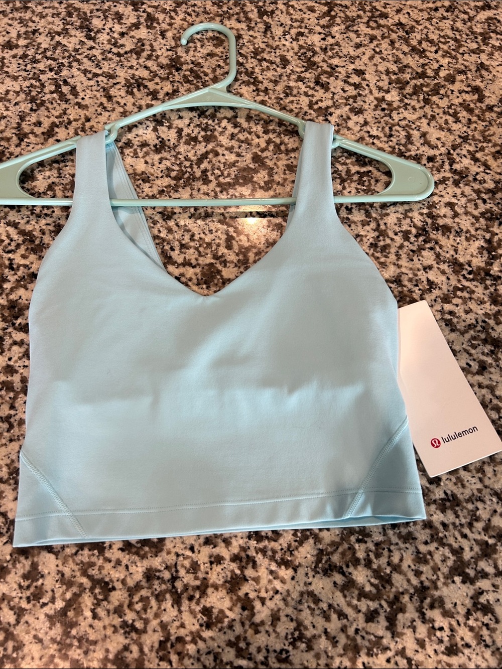 lululemon pale blue V-neck Longline Sports Bra Tank
